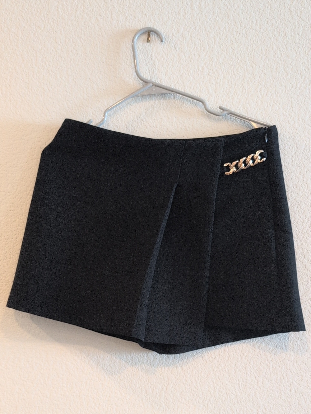 Zara Black Skort with Gold Chain Accent